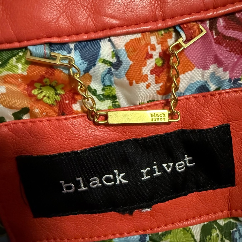 Black Rivet coral/orange Leather Jacket - Picture 4 of 7